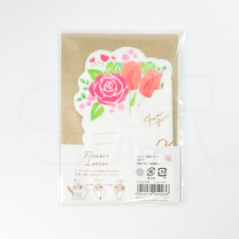 Furukawashiko Fufufu Bouquet Mini Letter Set [Spring Pattern] - Aka