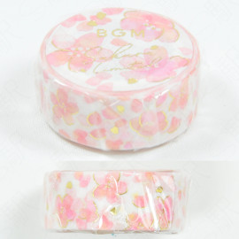 BGM Foil-Stamped Masking Tape 15mm (Sakura Limited 2025) - Falling Cherry Blossoms
