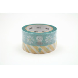 mt Lab Double Sided Tape (Dry Edge) x Mizutama [MT01K1963] - Flowers and Pandas