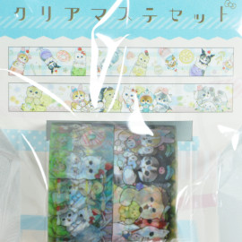 Ensky mofusand x Sanrio Characters Clear Masking Tape 17mm Set Limited Edition 