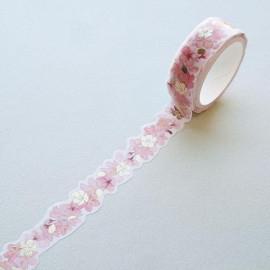 Tsutsumu Co., Ltd. Die-Cut Foil-Stamped Masking Tape 15mm [TM098] - Cherry Blossom