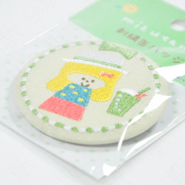 Sun-Star Stationery mizutama Embroidered Can Badge [S8346909] - Beige