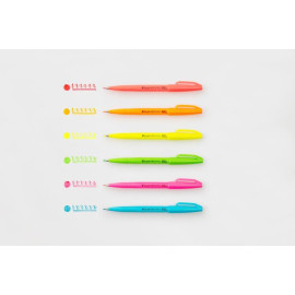 Pentel Brush Touch Sign Pen 6 Color Set [SES15C-LM6STE] - Neon Color Edition