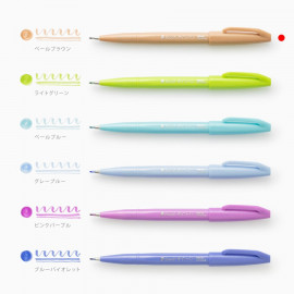 Pentel Brush Touch Sign Pen 6 Color Set [SES15C-6STC]