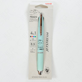 Mitsubishi Pencil Uni Jetstream 4-Color Ballpoint Pen and Mechanical Pencil x Peanuts Snoopy - Green