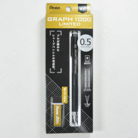 Pentel GRAPH 1000 0.5mm Mechanical Pencil with Eraser [PG1005TASTDQ] - Black Shaft Set