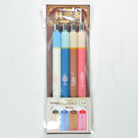 Pentel Energel Clena 0.4mm [BLN74L-4STR2] - Pure Cafe Series Set