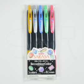 Zebra Sarasa Clip 0.5mm Gel Ink 5-Color Set - Deco Shine Color (JJ15-5C-SH)