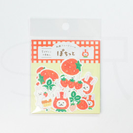 Furukawashiko [Spring Pattern] Flake Seals - Strawberry and White Rabbit