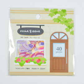 GAIA Co. Ltd Die-Cut Masking Tape Flake Sticker - My Cafe Kuma Hana