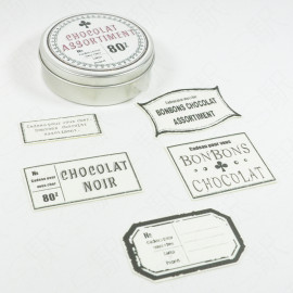 LampxPaperi Paper Products 80z - Chocolate Assortment Label Stickers with Tin Can [White]