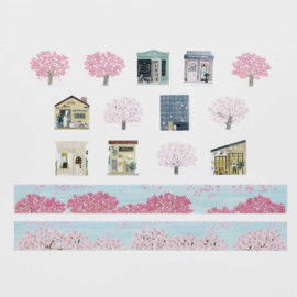 Bande Washi Roll Sticker and Masking Tape [BDA778] - Cherry Blossom Street