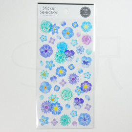 GAIA Co. Ltd Sticker Selection - Clear Flower Blue