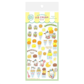 Sanrio Clear Sticker Sheet Hapidanbui Ice Cream Shop - Kerokerokeroppi and Pochacco (LOFT Limited)
