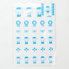 Papier Platz Sticker Sheet x mizutama (Check Series) [35-943] - Blue Flowers